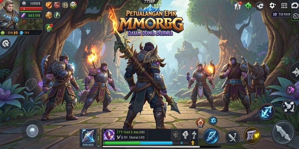 Screenshot gameplay menunjukkan aksi seru di dunia MMORPG 77RP.