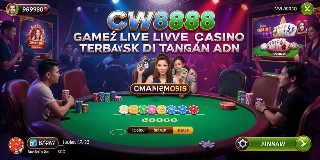 Screenshot utama CW8888 menampilkan dealer profesional dalam permainan Live Casino.