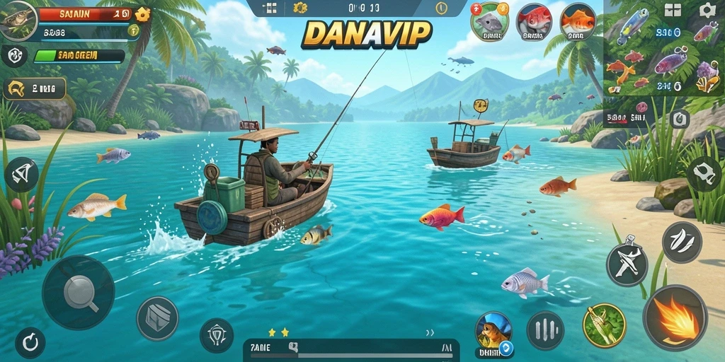 Tampilan menarik dari gameplay memancing di DANAVIP.