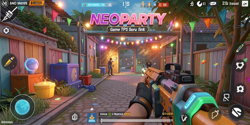 Tampilan gameplay NEOPARTY dengan aksi yang menegangkan.