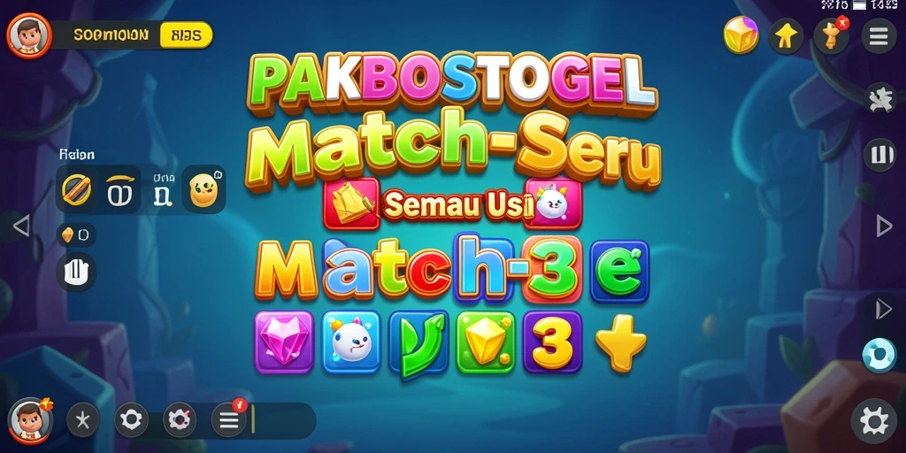 Tampilan gameplay seru PAKBOSTOGEL dengan elemen Match-3.