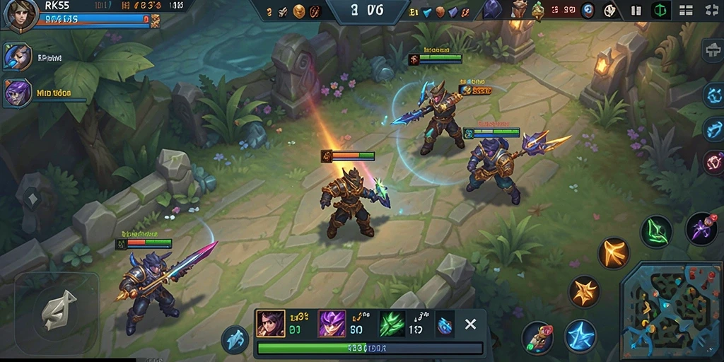 Screenshot gameplay RK55 menampilkan pertarungan seru antar pemain.