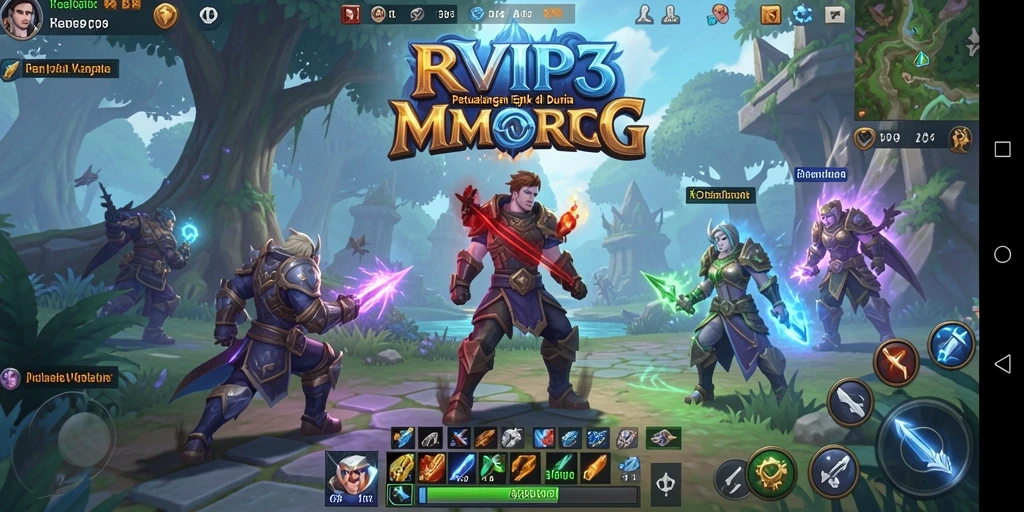 Gameplay MMORPG RVIP3 yang menarik dan penuh aksi.