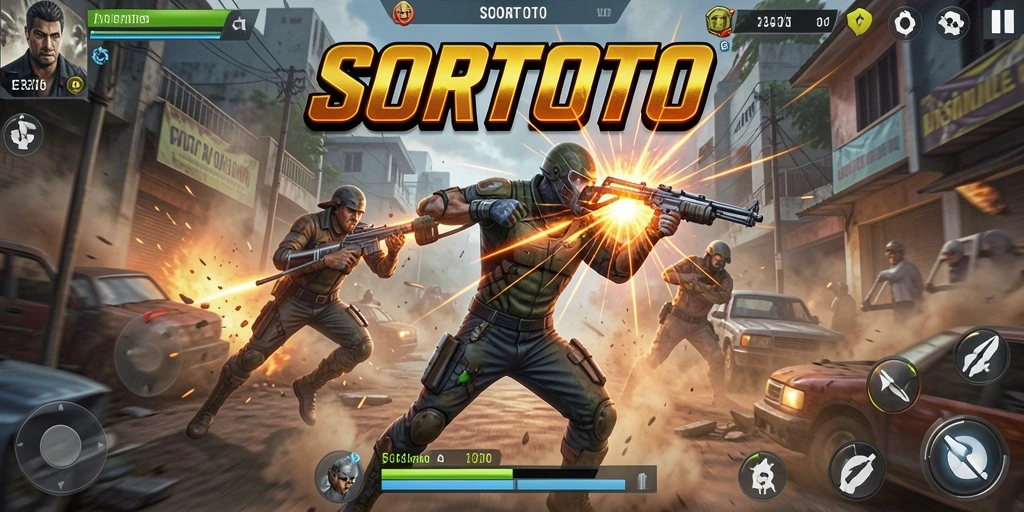 Screeshot gameplay SORTOTO menampilkan aksi mendebarkan dan karakter berani.