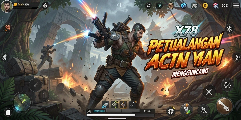 Screenshot gameplay <strong>X78</strong> menampilkan aksi seru di arena pertempuran.